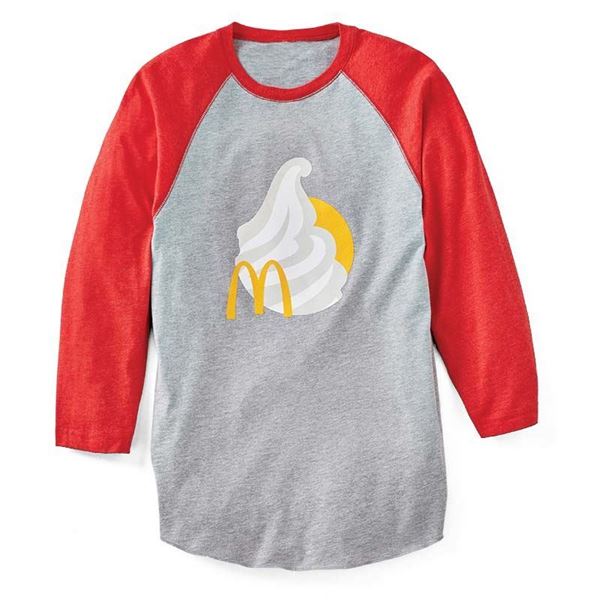 Picture of Unisex Ice Cream Cone Red/Grey Raglan T-shirt