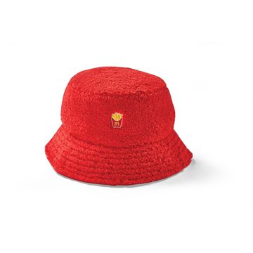 Picture of Red Sherpa Bucket Hat with Fry Box Icon