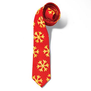 Picture of Gold & Red Snowflake Men's Tie