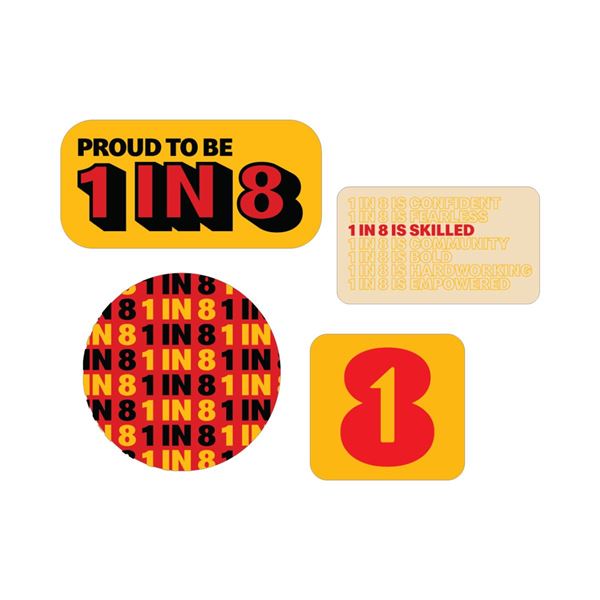 Picture of 1 in 8 Sticker Sheet 5" x 7"