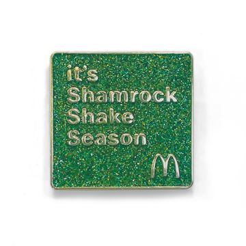Picture of Green Glitter Enamel Shamrock Shake Season Lapel Pin