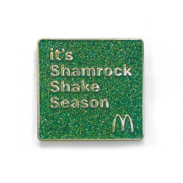 Picture of Green Glitter Enamel Shamrock Shake Season Lapel Pin