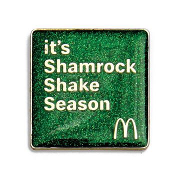 Picture of Green Glitter Enamel Shamrock Shake Season Lapel Pin